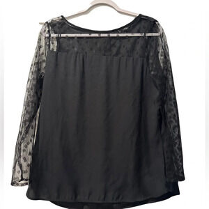 Express Lace Sleeve Faux Button Back Blouse, Large